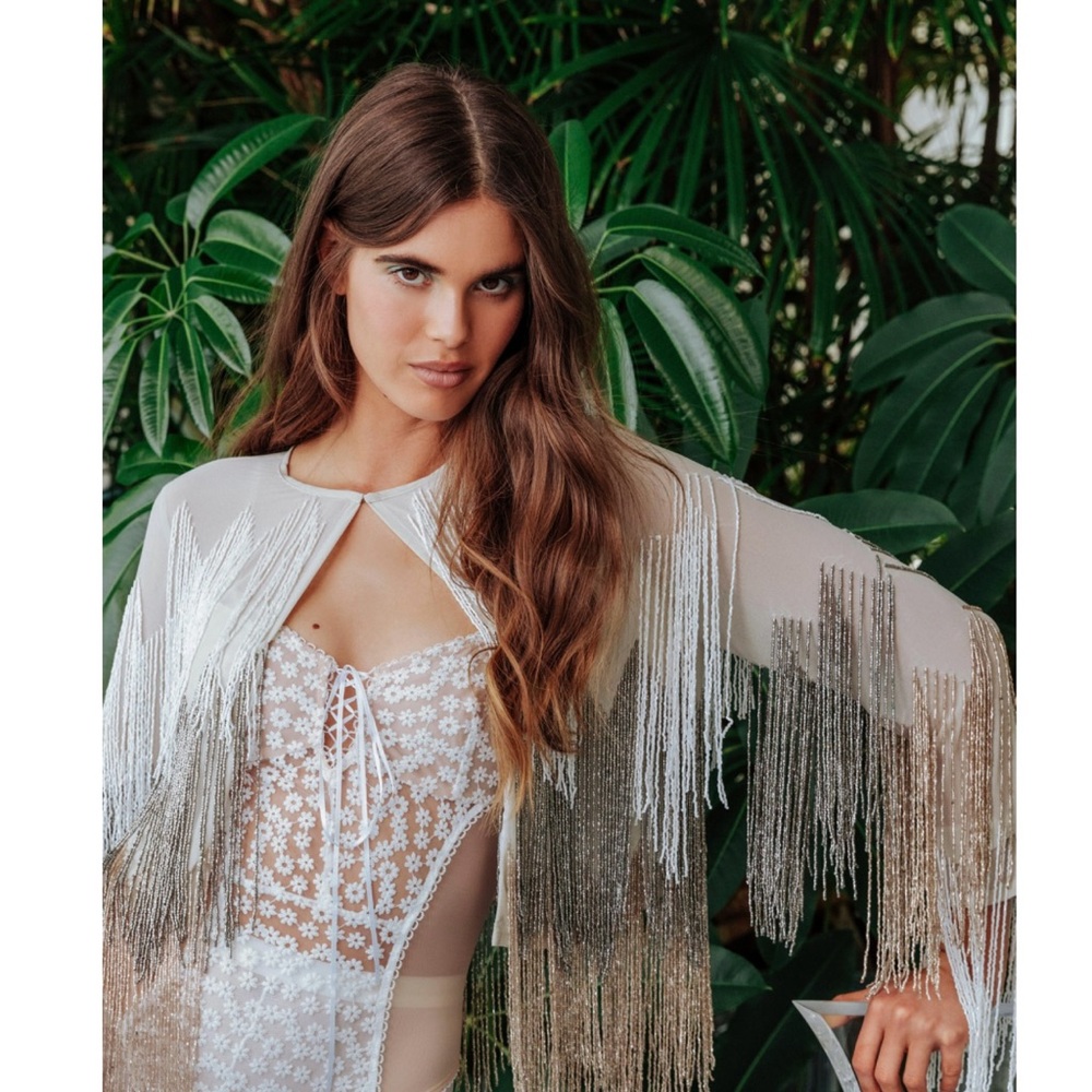 Nasty Gal Love At First Swipe Bridal Beaded Jacket
